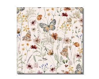 Wildflower Botanical Butterflies Ceramic Tile - Decorative Kitchen Backsplash Tile - Ceramic Bathroom Wall Tiles Backsplash Tile Kitchen