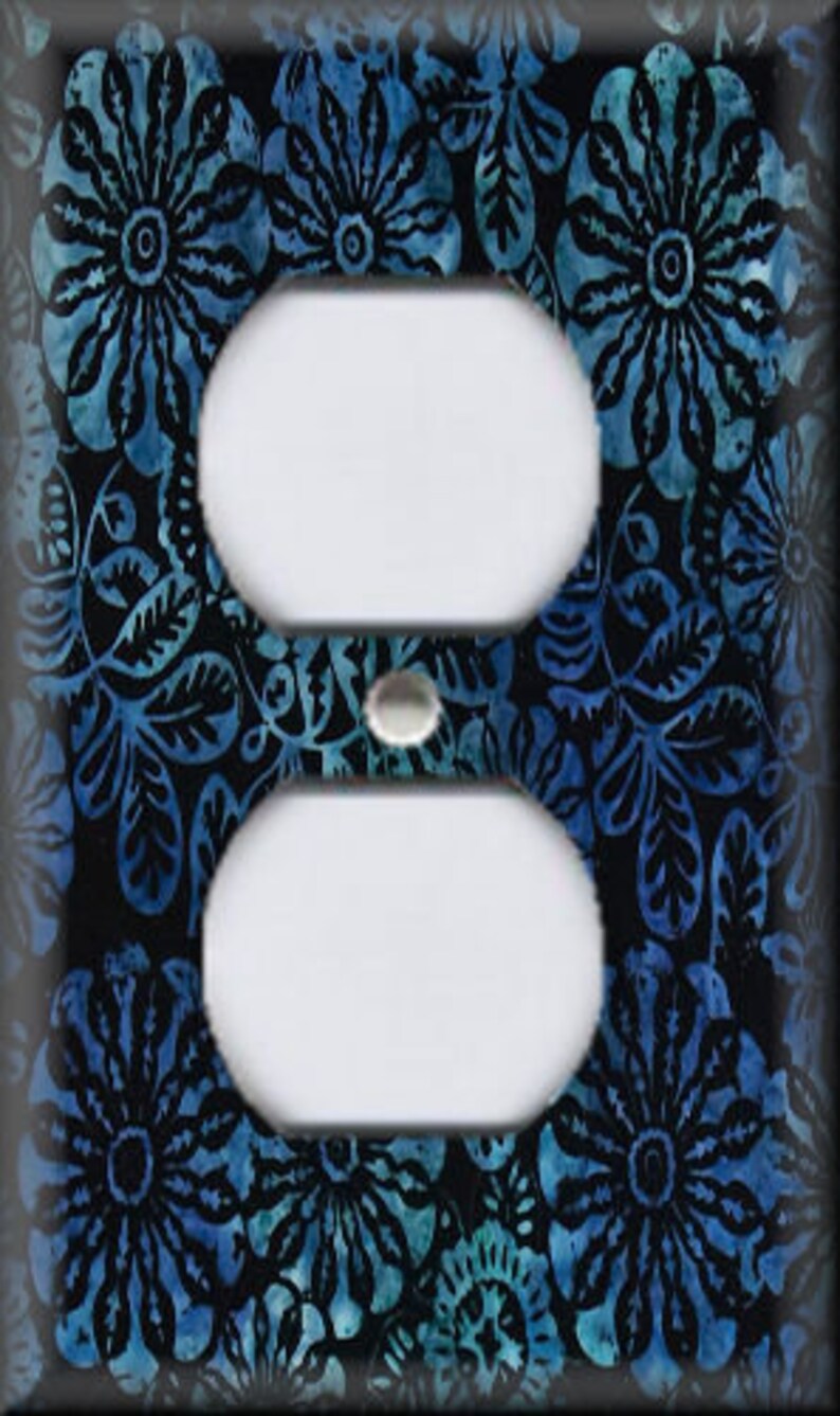 Metal Switch Plate Covers Batik Floral Pattern Dark Blue Etsy