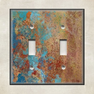 Aged Copper Patina Distressed Decor - Metal Light Switch Cover - Switch Plate Covers And Outlet Covers - Luna Gallery - Metal Wall Plates
