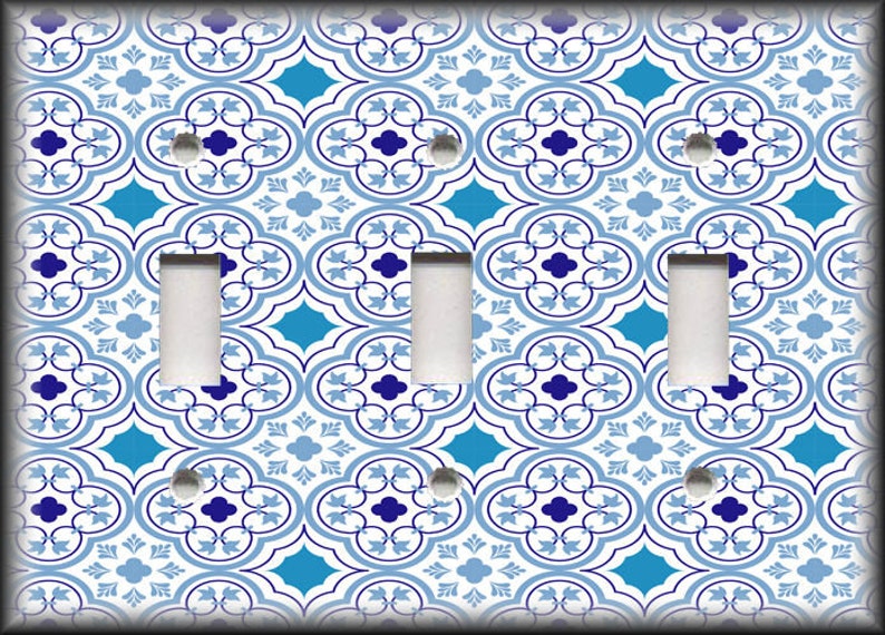 Metal Light Switch Plate Covers More Styles And Designs Switch Plates And Outlet Covers Blue And White Moroccan Tiles Designs Decor