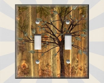 Rustic Woods Tree Decor Cabin Home Decor - Metal Light Switch Plate Cover - Tree Decor Rustic - Wallplates Outlets Rockers - Free Shipping