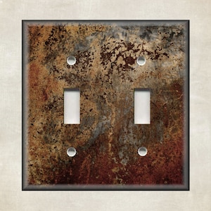 Metal Switch Plate Covers - Image Of Aged Copper Rustic Patina Design - Rustic Decor- Switch Plate Covers Outlet Covers - Free Shipping
