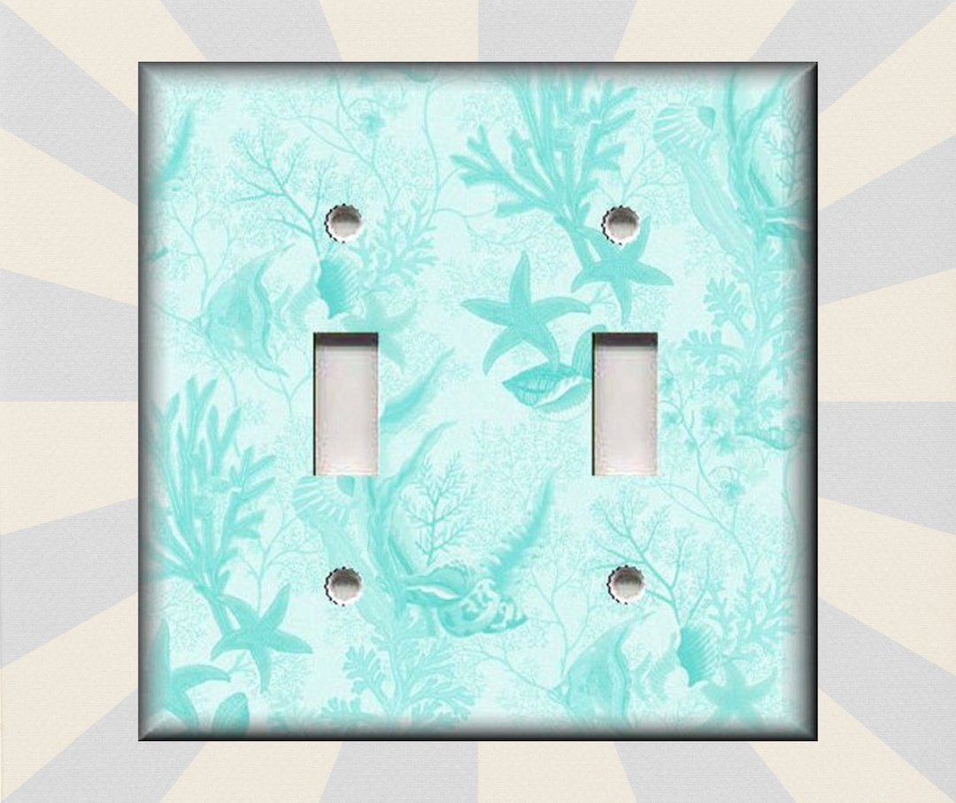 Beach Switch Plates and Outlet Covers Beach Shells Fish Aqua Blue