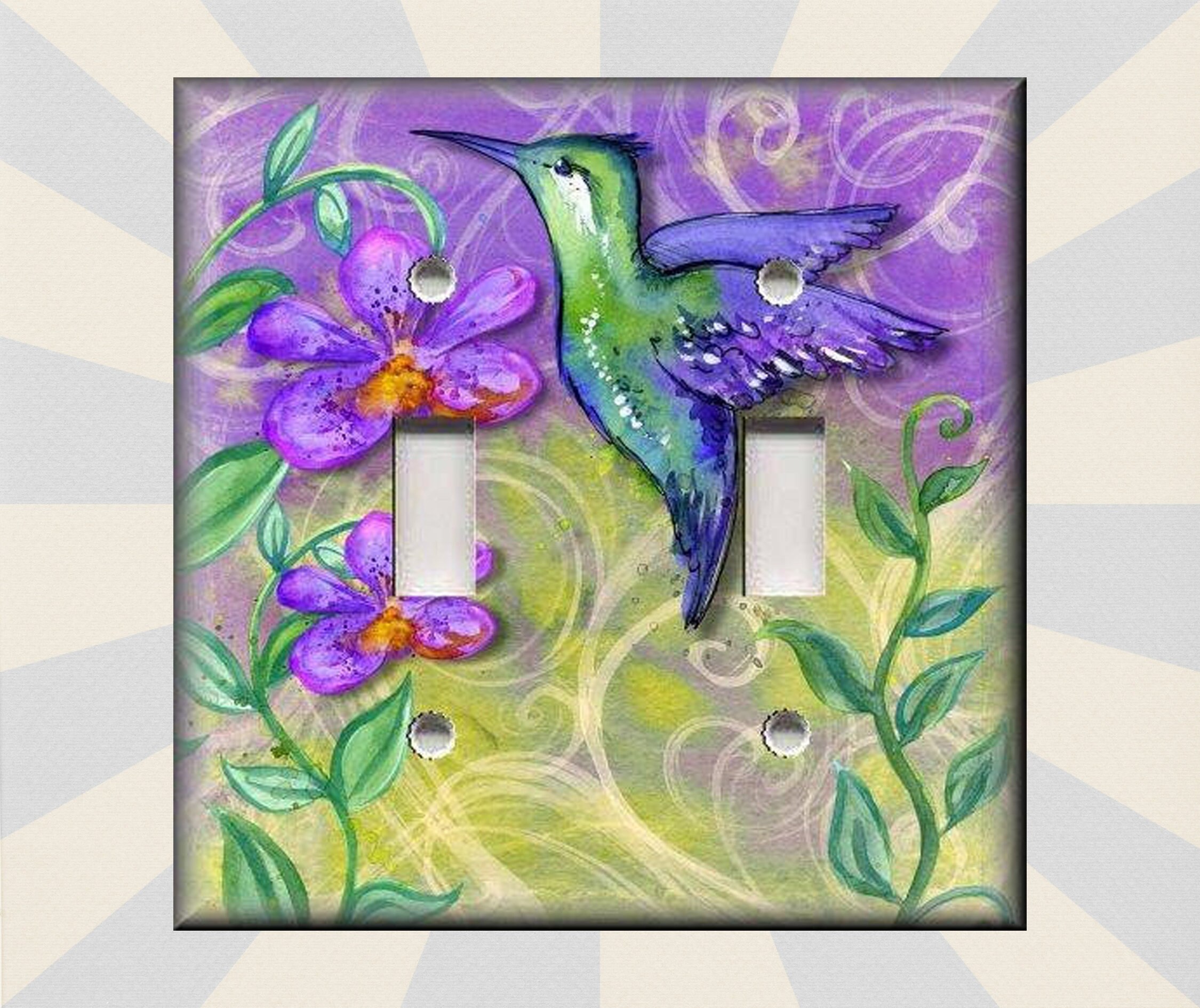 Metal Light Switch Plate Cover Colorful Hummingbird Home Etsy