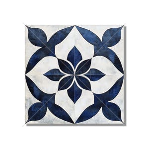 Dark Blue Ceramic Tile - Vintage Moroccan Tile Design - Navy Blue Kitchen Backsplash Tile - Blue Bathroom Wall Tile - Blue Fireplace Tile