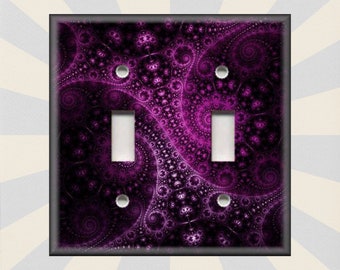 Metal Light Switch Plate Cover - Fractal Art Abstract Art Home Decor Pink Purple Home Decor - Switch Plates Outlet Covers - Free Shipping