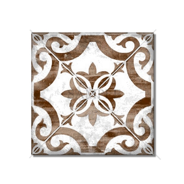 Brown Decorative Ceramic Tile - Vintage Moroccan Design Ceramic Kitchen Backsplash Tile Patterned Ceramic - Brown Bathroom Wall Tiles