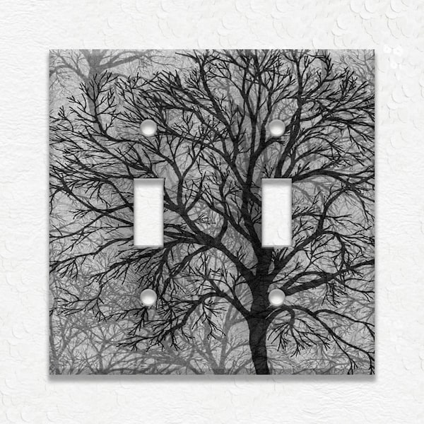 Decorative Tree Home Decor Black And Grey Home Decor Tree - Metal Light Switch Plate Cover Switch Plate Covers Outlet Covers Free Shipping