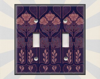 Art Nouveau Home Decor Floral Pattern Purple Art Nouveau Decor - Metal Light Switch Plate Cover - Switch Plates Outlets - Free Shipping