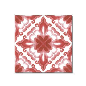 Dark Red And White Ceramic Tile - Decorative Medallion Tile - Backsplash Tile Kitchen Tile - Red Bathroom Tile - Ceramic Tile Free Shipping