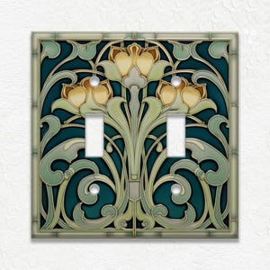 Vintage Art Nouveau Metal Light Switch Plate - Floral Vintage Art Nouveau Decor - Metal Switch Plate Covers And Outlet Covers