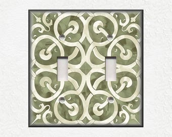 Sage Green Decorative Metal Light Switch Plate Covers And Outlet Covers - Unique Light Switch Plate Covers Green Switch Plates Home Decor
