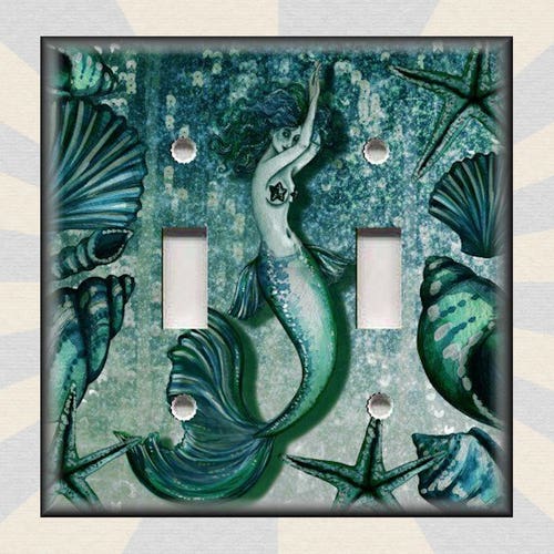 INDIAN IN FEATHER HOME WALL DECOR DOUBLE LIGHT SWITCH PLATE 