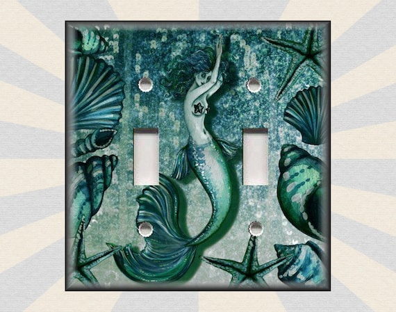 Metal Light Switch Plate Cover Mermaid Home Decor Coastal - Mermaid Home Decor Metal Light Switch Plate Cover Mermaid Home Decor Coastal - Mermaid Home Decor