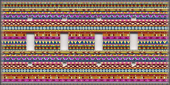 Boho Tribal Stripes Multi Colored Boho Decor 03 Metal Light Switch Plate Cover 