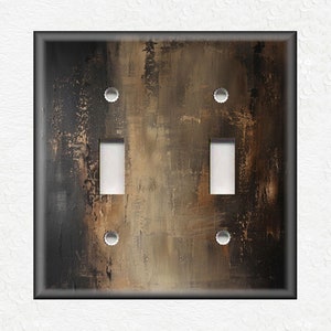 Metal Light Switch Plate Cover - Image Of Aged Metal - Black Brown Home Decor Rustic Decor - Decorative Wallplates - Free Shipping
