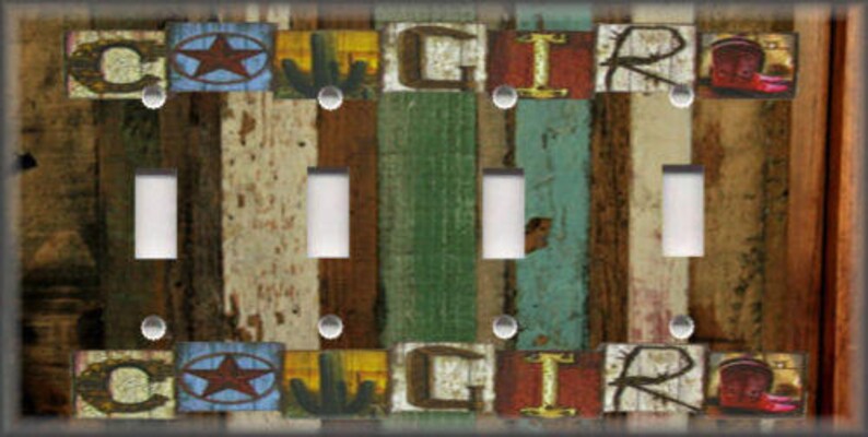 Metal Light Switch Plate Cover Cowgirl Design Rustic Western Cowgirl Home Decor Metal Light Switch Plate Cover Cowgirl Design Rustic Western Cowgirl Home Decor