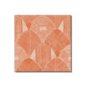 Orange Ceramic Tile Art Deco Vintage Design Kitchen Backsplash Tile - Bathroom Tile - Ceramic Accent Tile Backsplash Tile Fireplace Tile