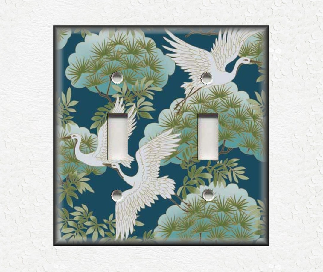 Crane Bird Switch Plate Cover Symbol of Good Fortune Longevity and