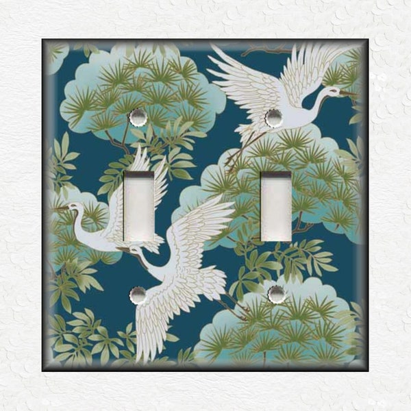 Crane Bird Switch Plate Cover - Symbol Of Good Fortune Longevity And Peace Decorative Matching Set Of Switch Plate Covers And Outlet Covers