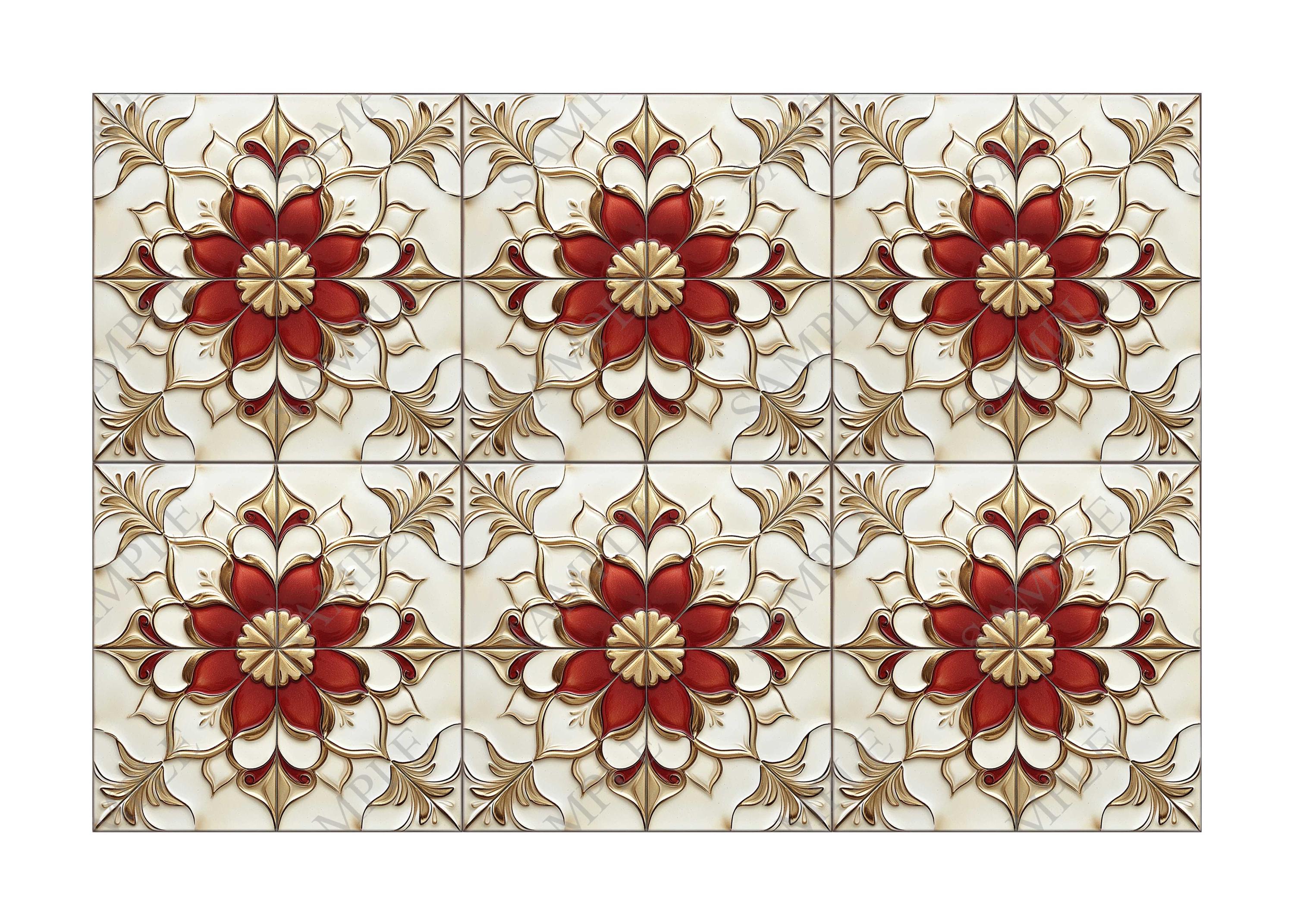 Red Ceramic Pattern Red Ceramic Tile Unique Patterned Red Kitchen Backsplash Tiles Red ...