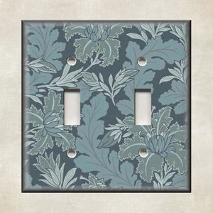William Morris Art Nouveau Switch Plate - Blue Floral Vintage Art Nouveau Decor Metal Switch Plate Covers And Outlet Covers - Free Shipping