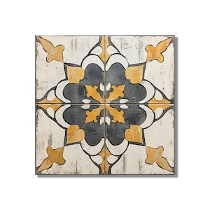 Antique Beige And Gold Patterned Ceramic Tile - Kitchen Backsplash - Beige Patterned Bathroom Tile - Vintage Design Beige Fireplace Tiles