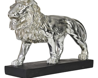 Hansmeier | Escultura de decoración de mesa de león | 43x28cm | plata | decoracion de leon