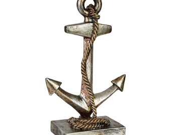 Hansmeier® Deco Estatua Ancla - decoración del hogar marítimo - 32 x 21 x 9 cm - decoración de diseño marítimo