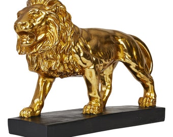 Hansmeier | Escultura de decoración de mesa de león | 43x28cm | oro | decoracion de leon