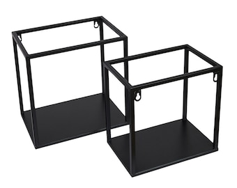 Hansmeier Metal Wall Shelf - Estante de metal - Juego de 2 - Negro