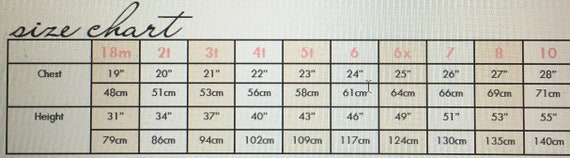 Art Class Size Chart