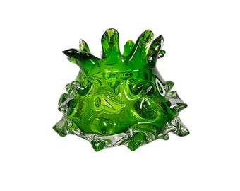 Jan Beranek - 'Pimple vase' - transparent and green glass - Czech Republic - 70s