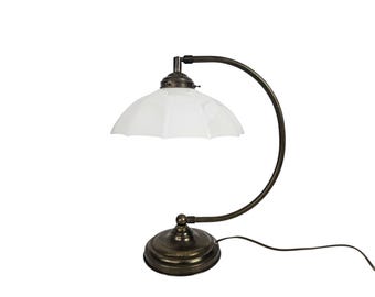 Banker's lamp - table lamp - opaline - brass - 3rd quarter of the 20th century