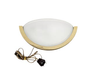 Herda Holland - wall lamp - Hollywood Regency - brass - frosted glass - 80s