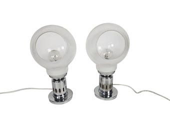 Murano - Mazegga - Carlo Nason - table lamps (2) set - glass - chrome - 60's