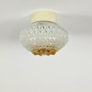 Vintage Mid Century Glass Plafonnière, Glass Ceiling Lamp