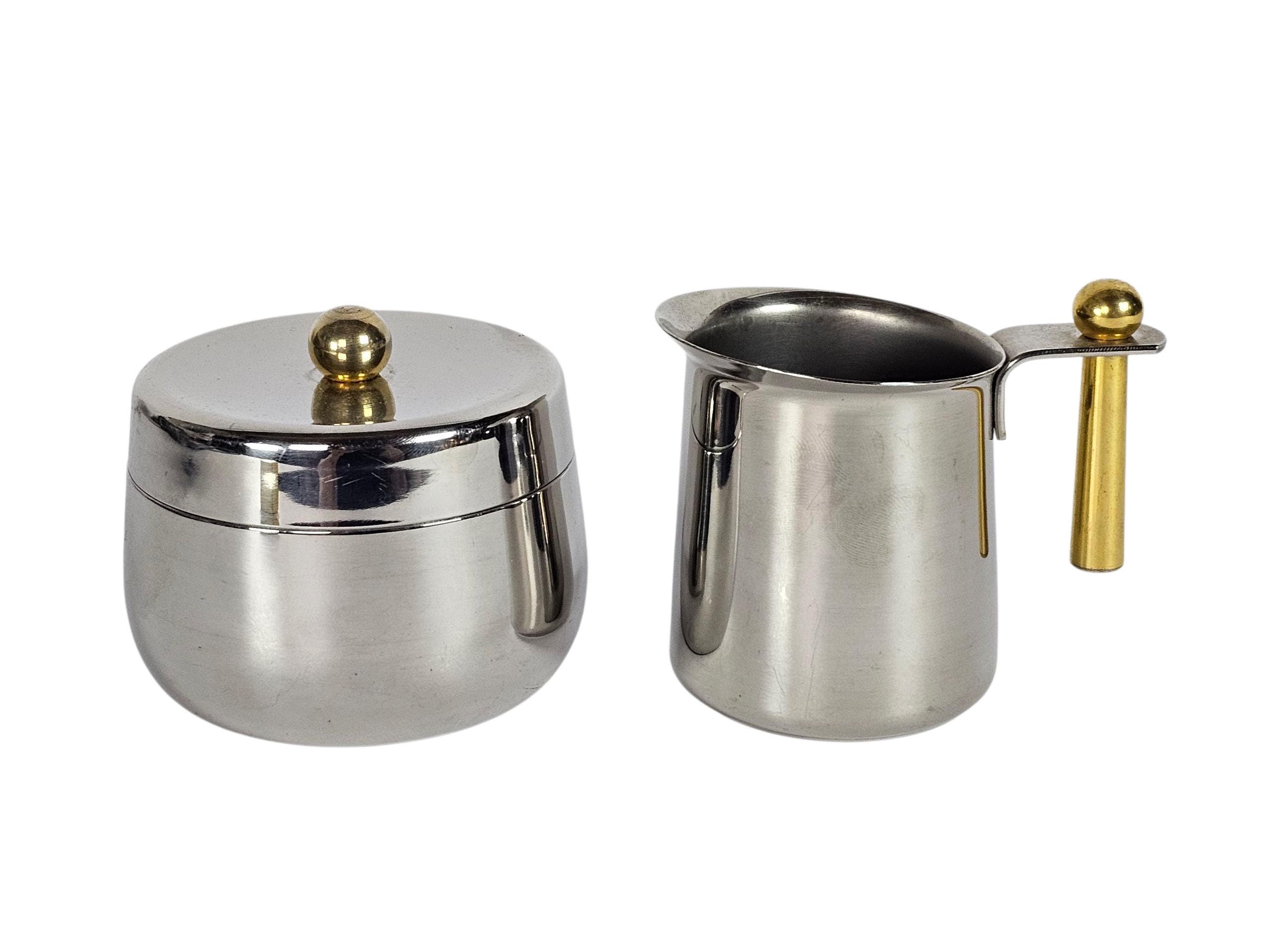 Guido Bergna - 'Kitty Oro' - Stainless steel - Sugar bowl - Milk jug - 80's
