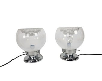 Murano - Mazegga - Carlo Nason - table lamps (2) set - glass - chrome - 60's