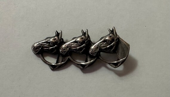 Dressage stock tie pin, Vintage sterling - image 3