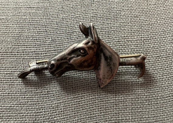 Dressage stock tie pin, Vintage sterling - image 1