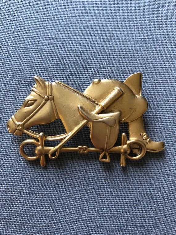 Dressage stock tie pin, Vintage AJC - image 1