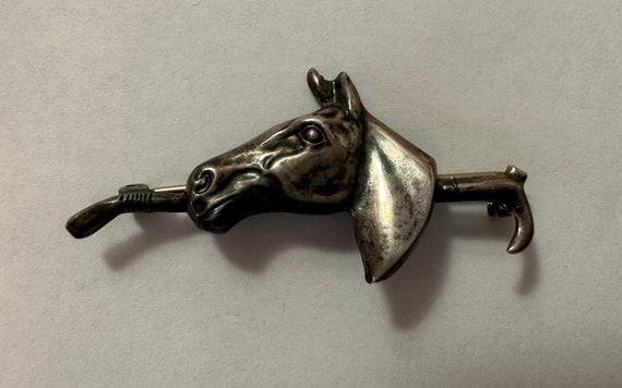 Dressage stock tie pin, Vintage sterling - image 2