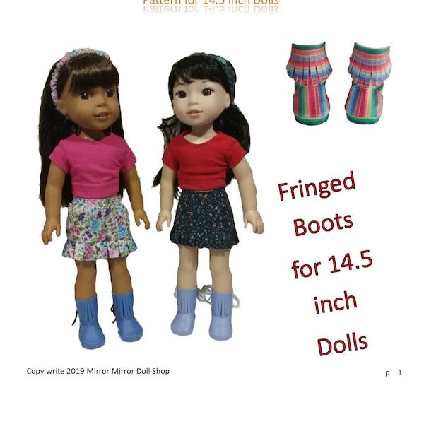 Fringed Boot Pattern Instant PDF Download for 14.5 inch Dolls like Wellie Wishers and H4H