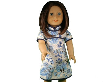 Lovely Blue and White Asian Chinese New Years Dress for 18 inch Dolls like American Girl