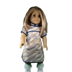 Beautiful Gold, Blue and White Chinese New Year Dress for 18 inch Dolls like American Girl