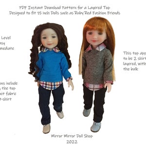 PDF Pattern to make Layered Top for Ruby Red Fashion Friends