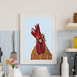 Rooster Art Print Chicken Wall Art Farm Art Rooster Decor Chicken Decor Kitchen Wall Art Farm Decor Urban Farmer Gift Chicken Lover Gift