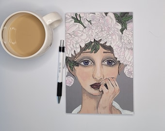 Soulful Divine Journal, Mystic Lined Notebook, Spiritual Journey Diary, Daily Reflection Pages, Beautiful Floral Goddess