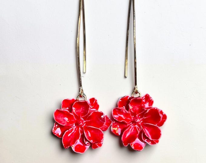 RED GARDENIA EARRINGS